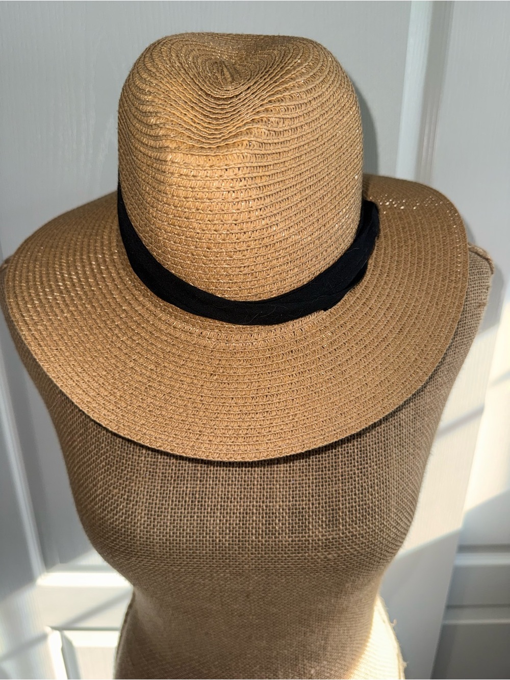 SHEIN Tan Straw Sun Hat with Black Band